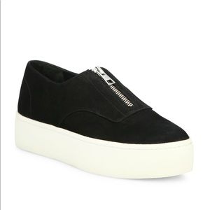 Vince Warner Zip-Front Black Platform Sneakers